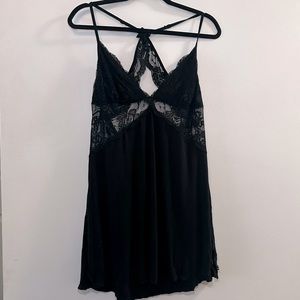 Black Mini Slip Dress / Lingerie / Lace / Plus Size